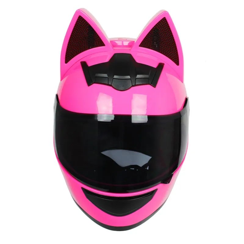 The Pink HNJ Full-Face Motorcycle Helmet with Cat Ears is brought to you by KingsMotorcycleFairings.com