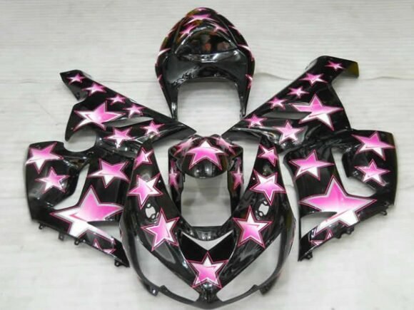 Kawasaki ZX6R 636 Fairings (2005-2006) Black, Pink Star at KingsMotorcycleFairings.com