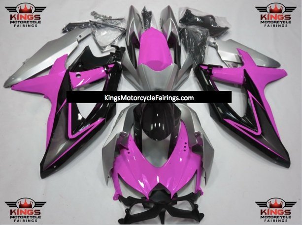 Suzuki GSX-R600 Fairings (2008-2010) Pink, Silver, Black from KingsMotorcycleFairings.com