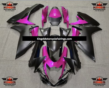 Suzuki GSXR600 (2011-2023) Pink & Matte Black Fairings at KingsMotorcycleFairings.com