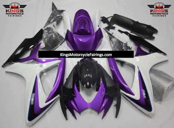 Purple, White and Black Fairing Kit for a 2006 & 2007 Suzuki GSX-R600 motorcycle