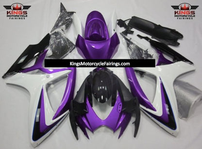 Purple, White and Black Fairing Kit for a 2006 & 2007 Suzuki GSX-R600 motorcycle