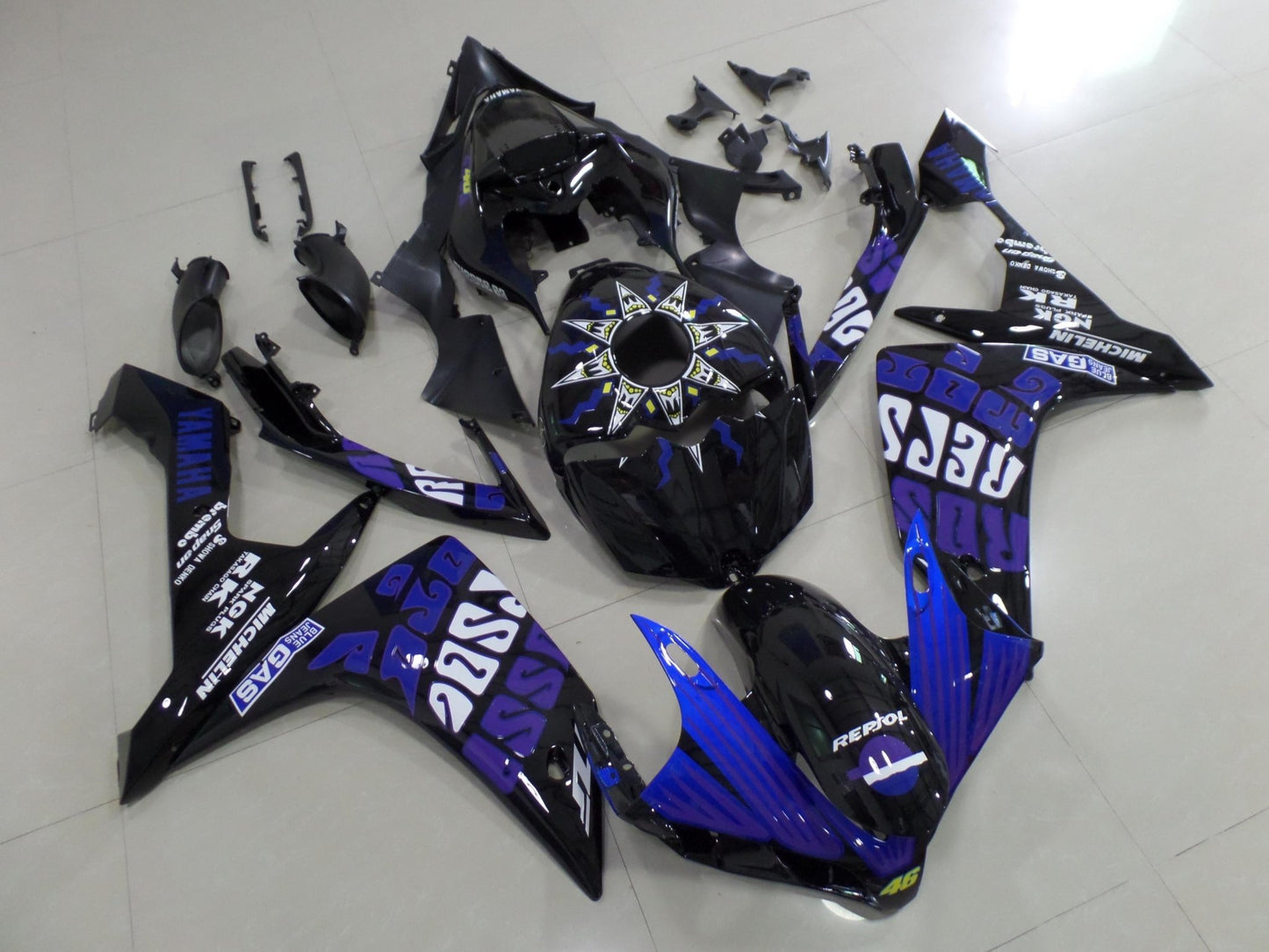 Yamaha YZF-R1 (2007-2008) Black, Blue, Purple & White Rossi Fairings