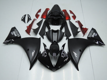 Matte Black, Gloss Black and Red Fairing Kit for a 2009, 2010 & 2011 Yamaha YZF-R1 motorcycle