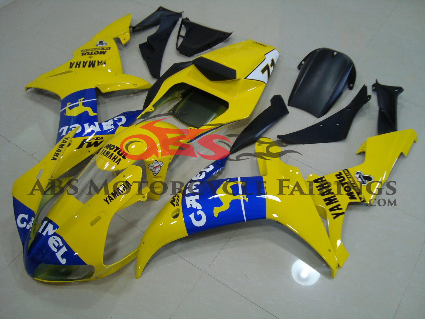 YAMAHA YZF-R1 (2002-2003) YELLOW & BLUE CAMEL #71 FAIRINGS