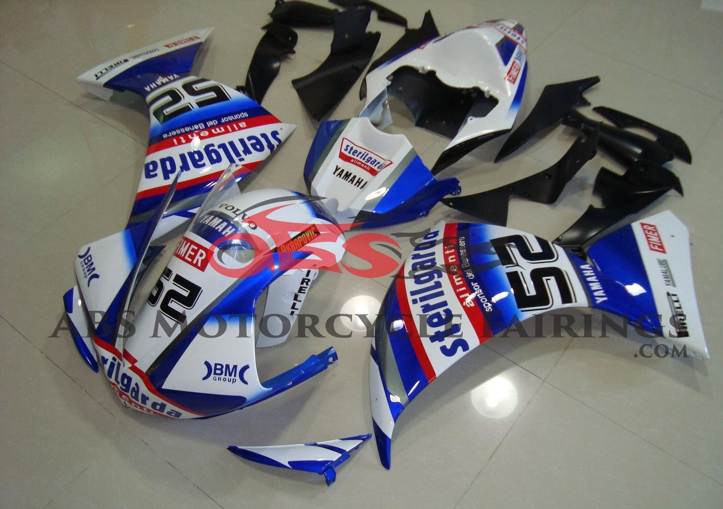 White and Blue Sterilgarda Fairing Kit for a 2009, 2010 & 2011 Yamaha YZF-R1 motorcycle