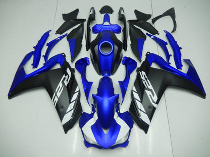 Matte Blue, Matte Black and Matte White Fairing Kit for a Yamaha YZF-R3 2015, 2016, 2017 & 2018 motorcycle