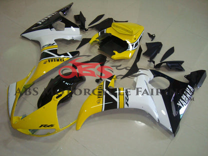 Yellow, White and Black Fairing Kit for a 2003 & 2004 Yamaha YZF-R6 moto