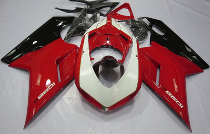 Red, White and Black Fairing Kit for a 2007, 2008, 2009, 2010, 2011 & 2012 Ducati 1198 motorcycle