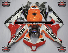 Red, White, Orange and Black Repsol Fairing Kit for a 2007 and 2008 Honda CBR600RR motorcycle