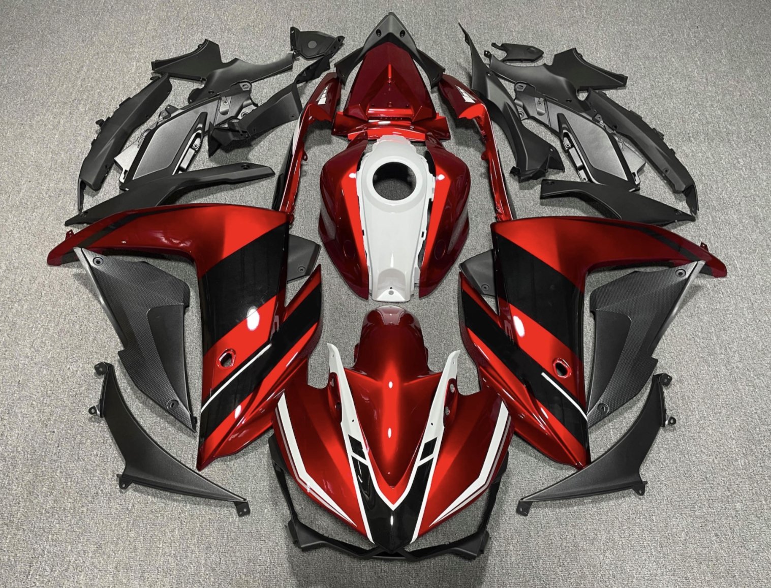 Yamaha YZF-R3 Fairings (2015-2018) Candy Red, Black, White at KingsMotorcycleFairings.com