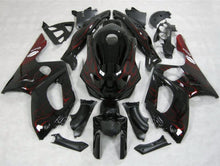 Black and Red Flames Fairing Kit for a 1998, 1999, 2000, 2001, 2002, 2003, 2004, 2005, 2006 & 2007 Yamaha YZF600R motorcycle