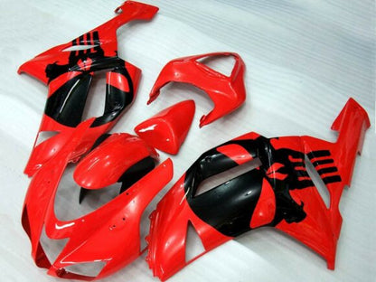 Fairing kit for a Kawasaki Ninja ZX6R 636 (2007-2008) Red & Black Skulls