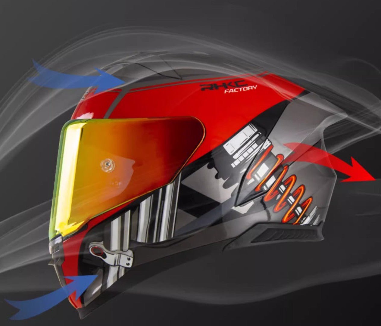 Red & Gray Shocks Motorcycle Helmet at KingsMotorcycleFairings.com
