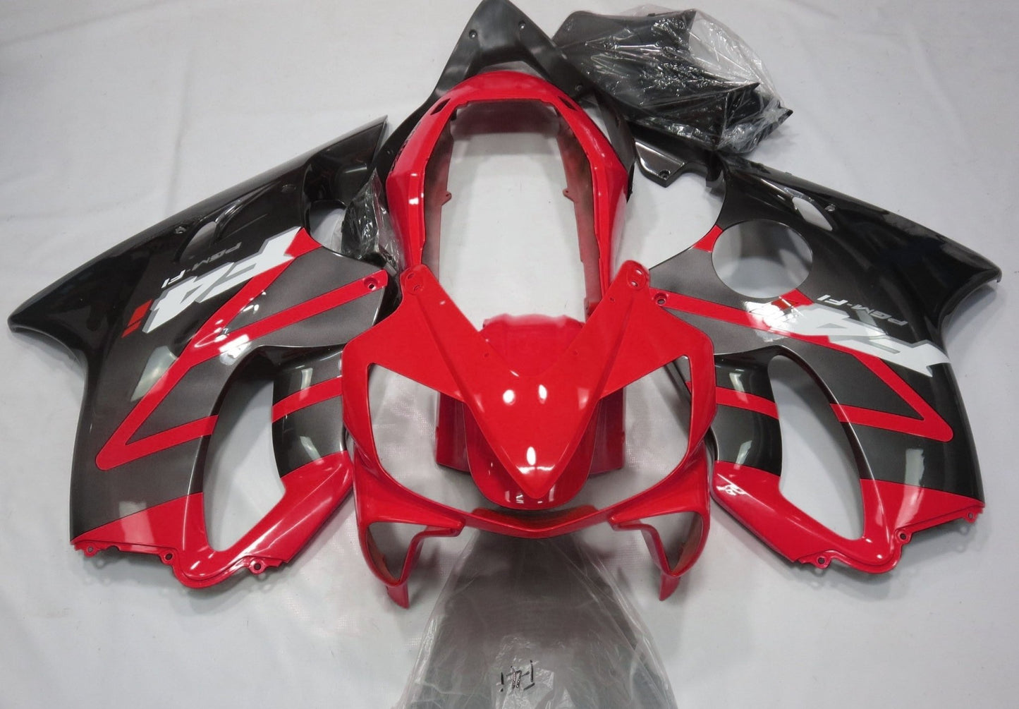 Red and Silver Fairing Kit for a 2004, 2005, 2006, 2007 Honda CBR600F4i motorcycle