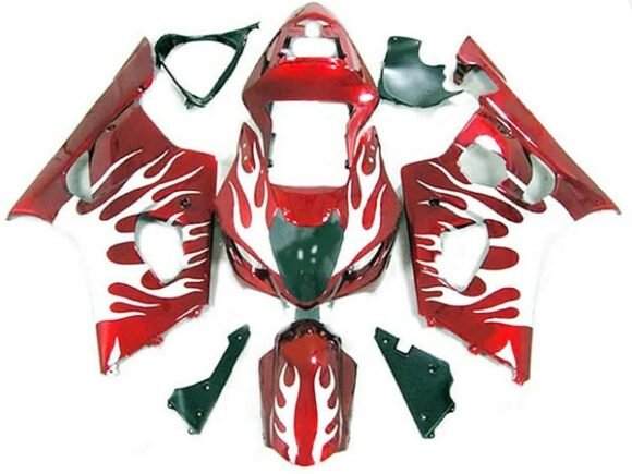 Suzuki GSXR 1000 Fairings (2003-2004) Red, White Flame at KingsMotorcycleFairings.com