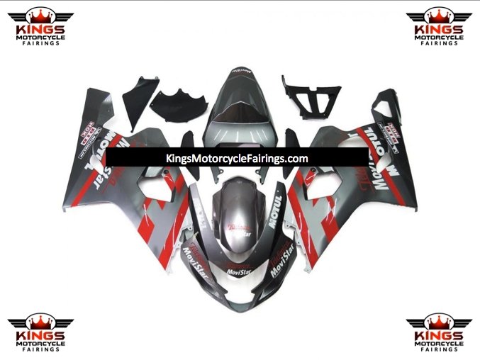 Suzuki GSXR600 (2004-2005) Silver & Red Movistar Fairings