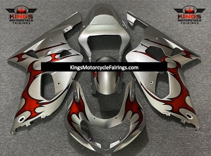 Suzuki GSXR600 (2000-2003) Silver & Red Tribal Fairings