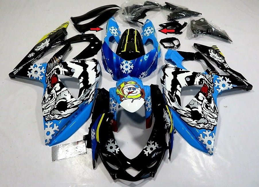Suzuki GSXR1000 (2009-2016) Blue, Black & White Snow Fairings