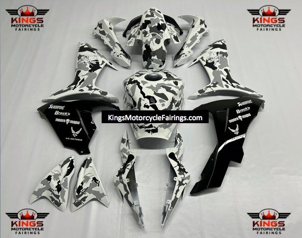 SUZUKI GSXR600 (2011-2023) White, Gray & Black Camouflage Fairings at KingsMotorcycleFairings.com.