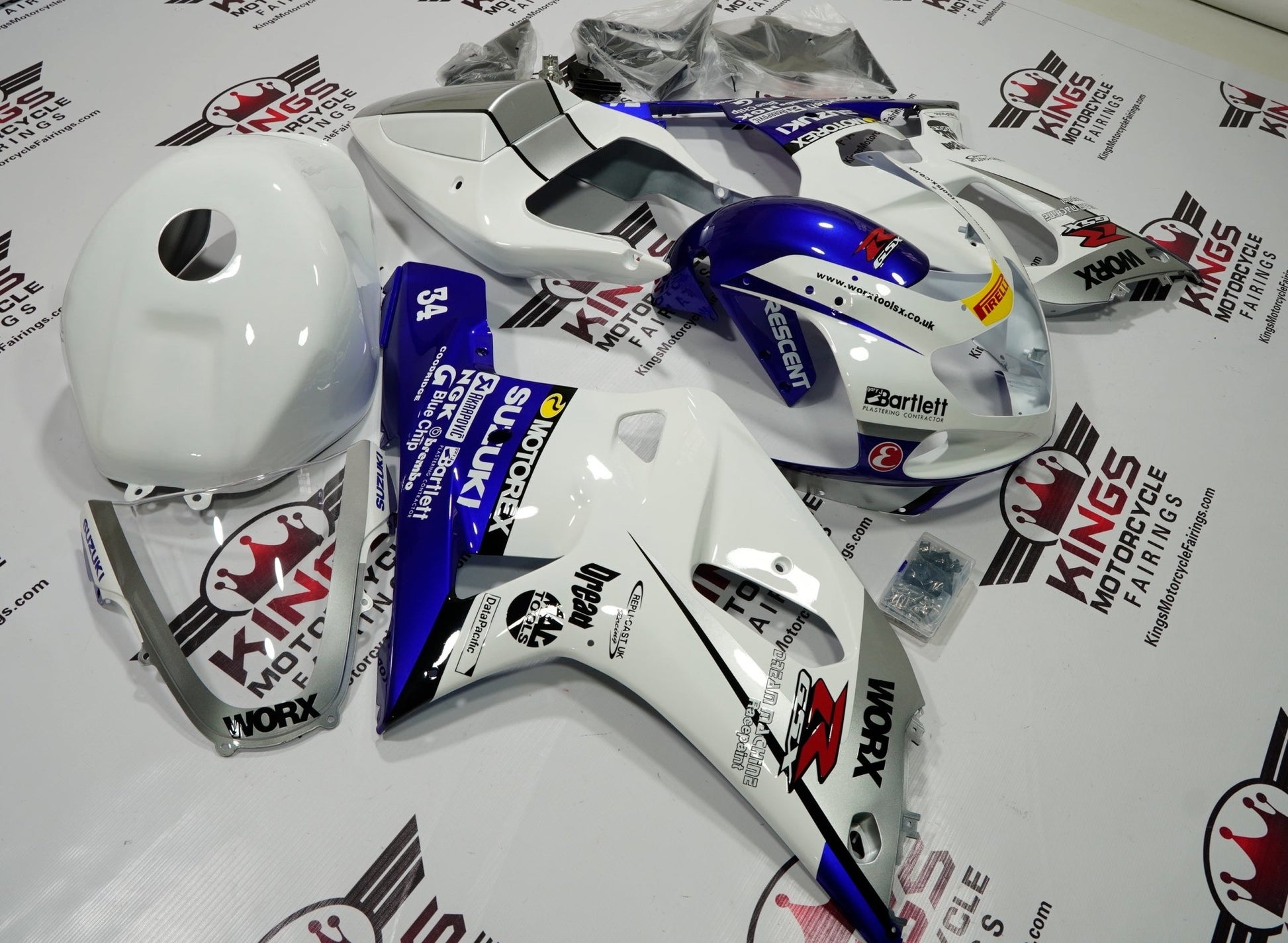 SUZUKI GSXR750 (2000-2003) WHITE WORX FAIRINGS at KingsMotorcycleFairings.com