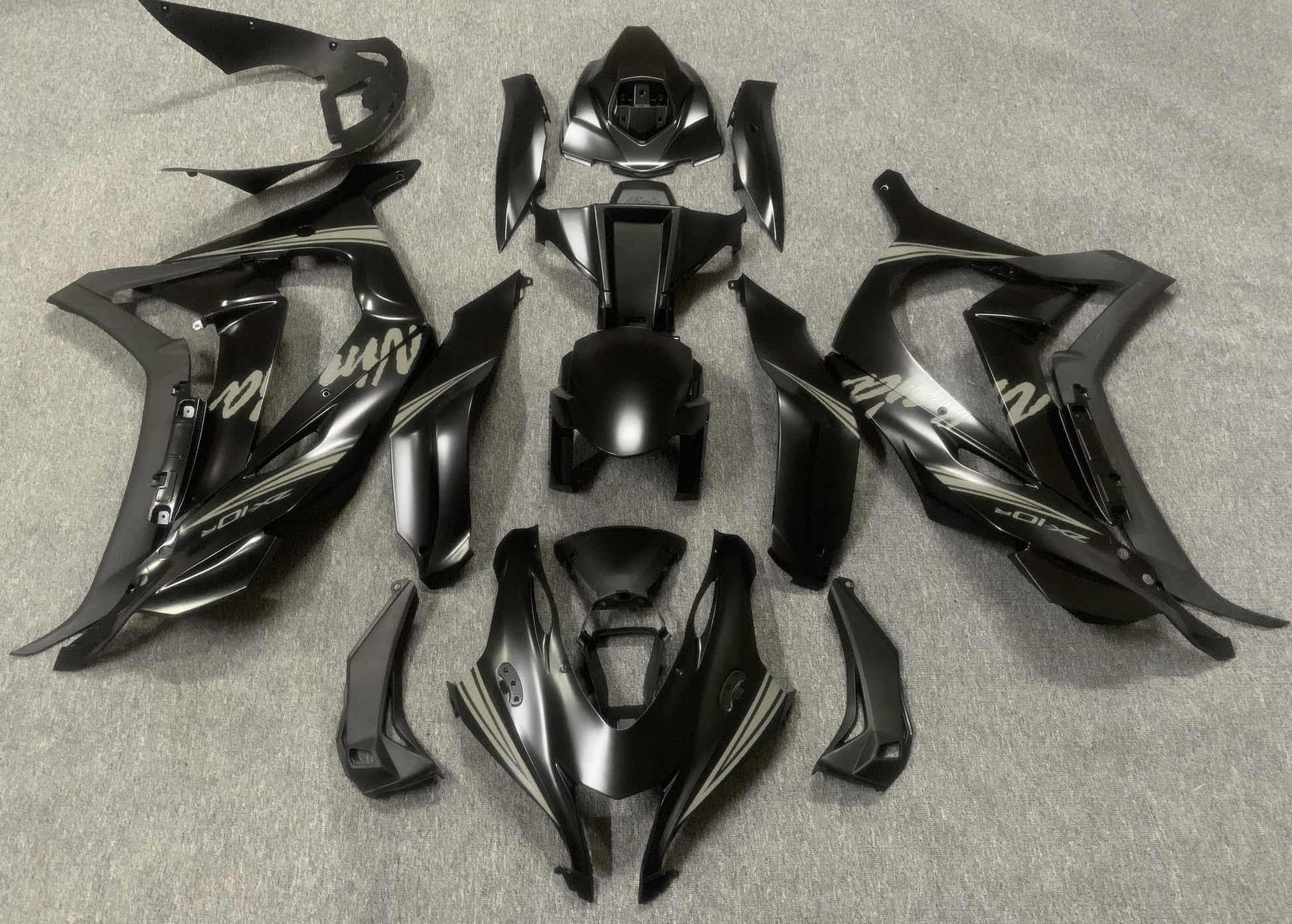 Satin Black and Gray Fairing Kit for a 2016, 2017, 2018, 2019 & 2020 Kawasaki Ninja ZX-10R motorcycle