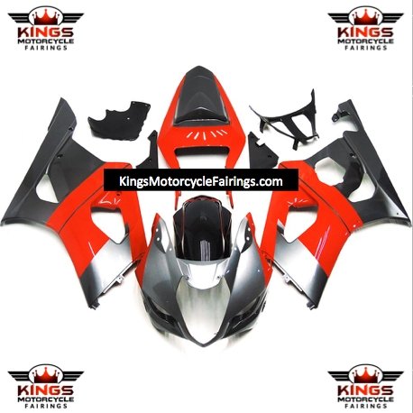 Suzuki GSXR1000 (2003-2004) Silver, Red & Black Fairings