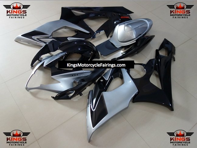 Silver and Black Fairing Kit for a 2005 & 2006 Suzuki GSX-R1000 motorcycle