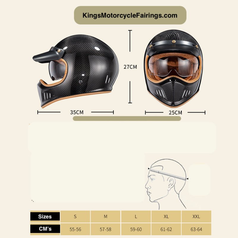 Carbon Fiber Iron King Motorcycle Helmet sizing from KingsMotorcycleFairings.com