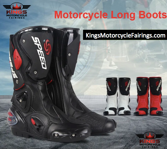 Black, Red & White Speed Leather Motorcycle Boots at KingsMotorcycleFairings.com