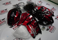 Candy Apple Red Flames, Black and Gray Fairing Kit for a 1999, 2000, 2001, 2002, 2003, 2004, 2005, 2006, & 2007 Suzuki GSX-R1300 Hayabusa motorcycle