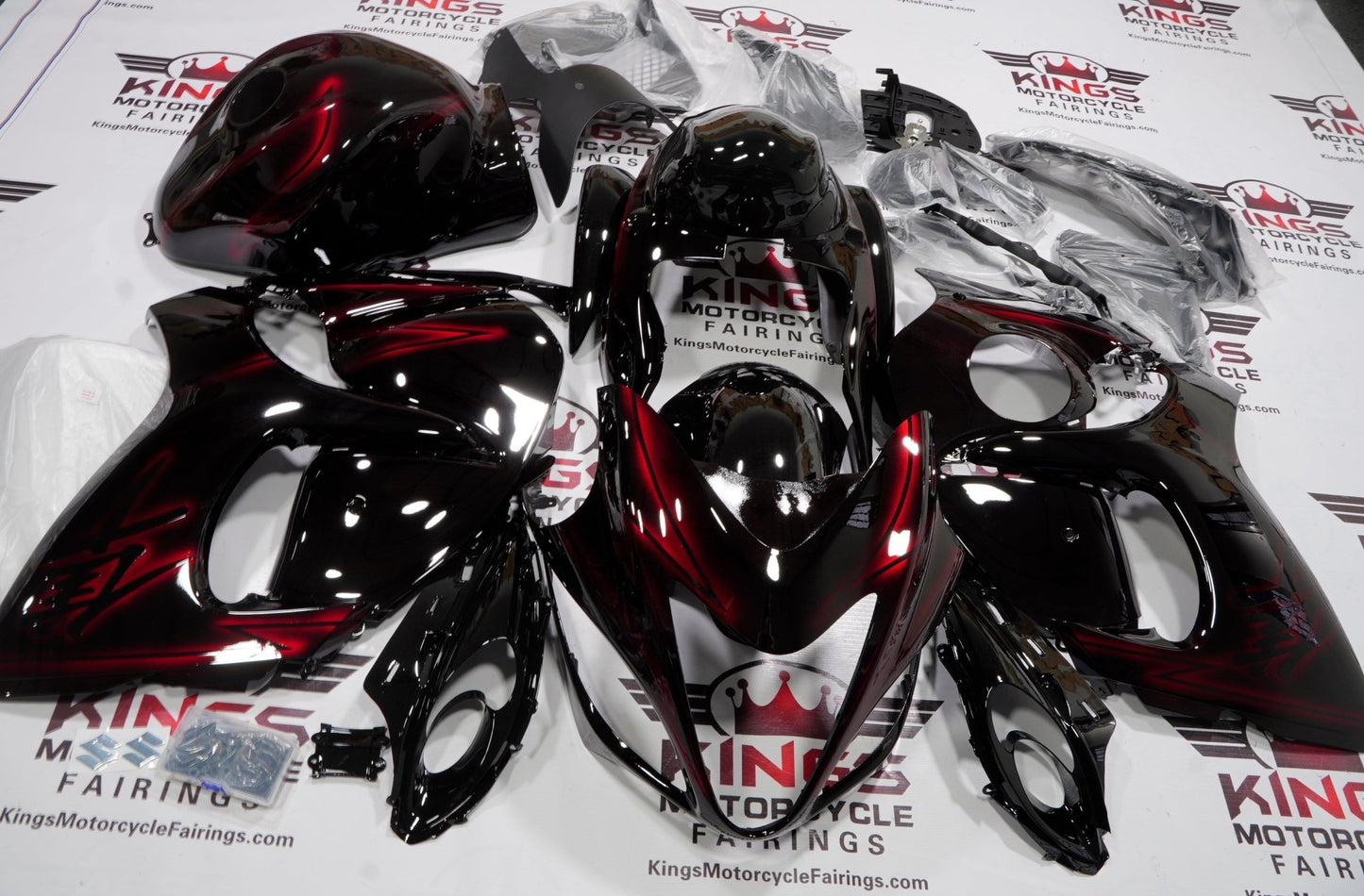 Suzuki GSXR1300 Hayabusa (2008-2020) Black, Dark Red Fairings at KingsMotorcycleFairings.com