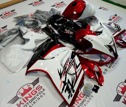 White, Candy Apple Red and Black Fairing Kit for a 2008, 2009, 2010, 2011, 2012, 2013, 2014, 2015, 2016, 2017, 2018 & 2019 Suzuki GSX-R1300 Hayabusa motorcycle