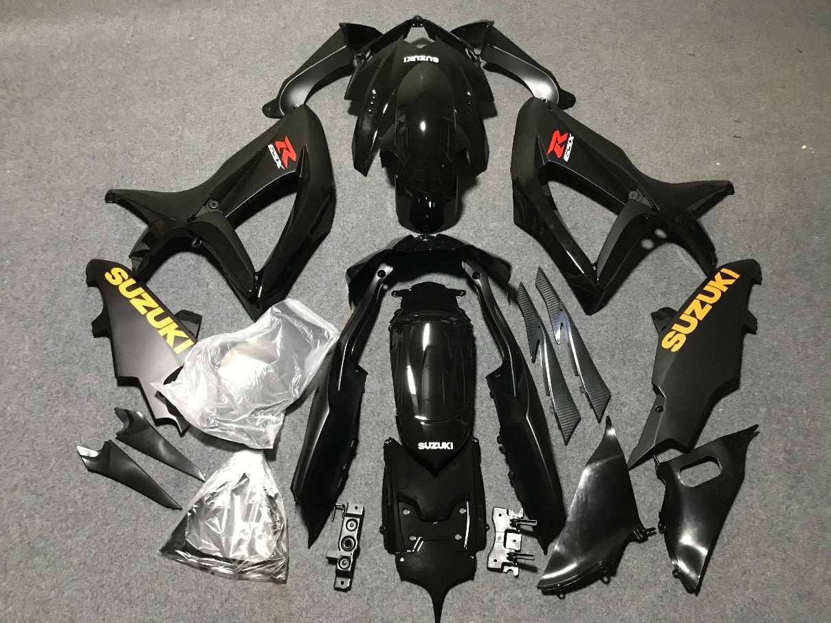 Matte Black, Gloss Black and Yellow Fairing Kit for a 2006 & 2007 Suzuki GSX-R750 motorcycle