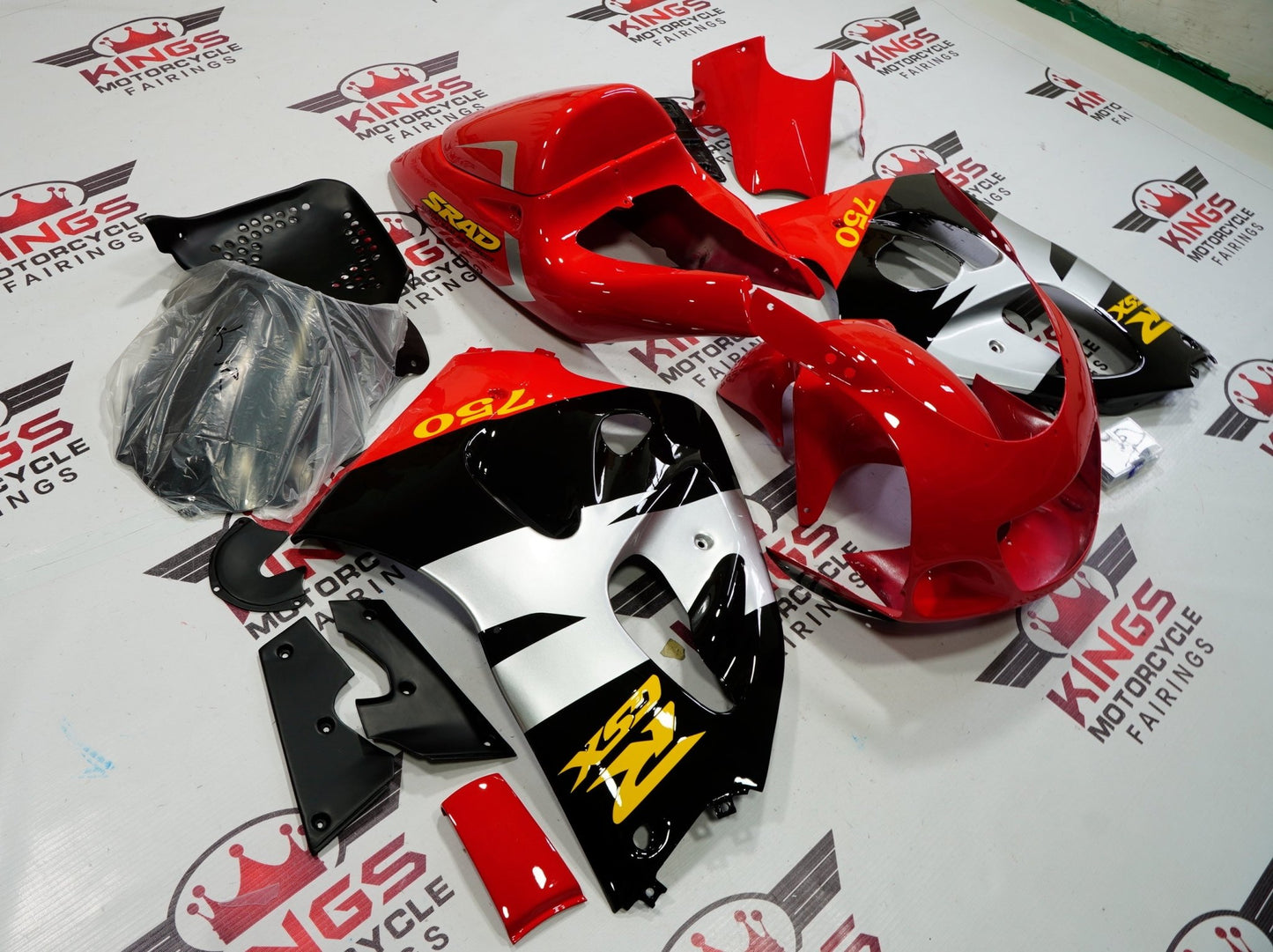 Suzuki GSXR 750 Fairings (1996-1999) Red, Black, Silver, Yellow at KingsMotorcycleFairings.com