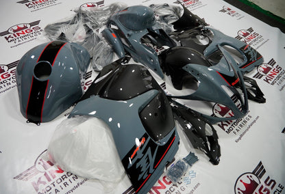 Suzuki GSX1300R Hayabusa Fairings (2008-2020) Nardo Gray, Carbon Fiber, Black, Red at KingsMotorcycleFairings.com
