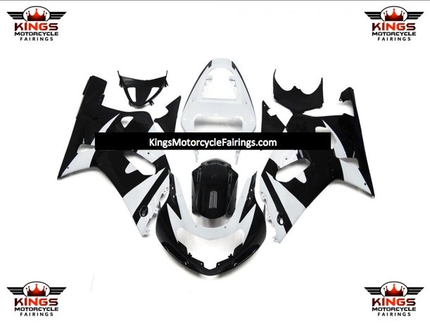 Suzuki GSXR600 Fairings (2000-2003) Black, White Stripe at KingsMotorcycleFairings.com