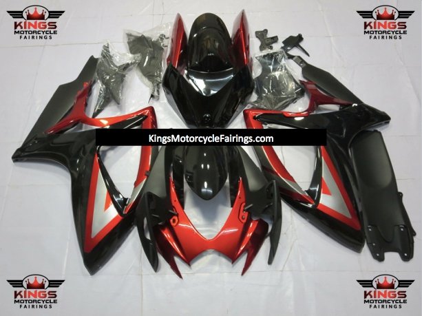 Suzuki GSXR600 Fairings  (2006-2007) Black, Red, Silver at KingsMotorcycleFairings.com