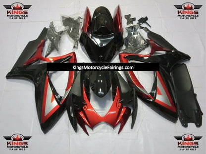 Suzuki GSXR600 Fairings  (2006-2007) Black, Red, Silver at KingsMotorcycleFairings.com