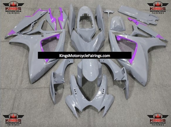 Suzuki GSXR600 Fairings (2006-2007) Nardo Gray, Purple Trim at KingsMotorcycleFairings.com