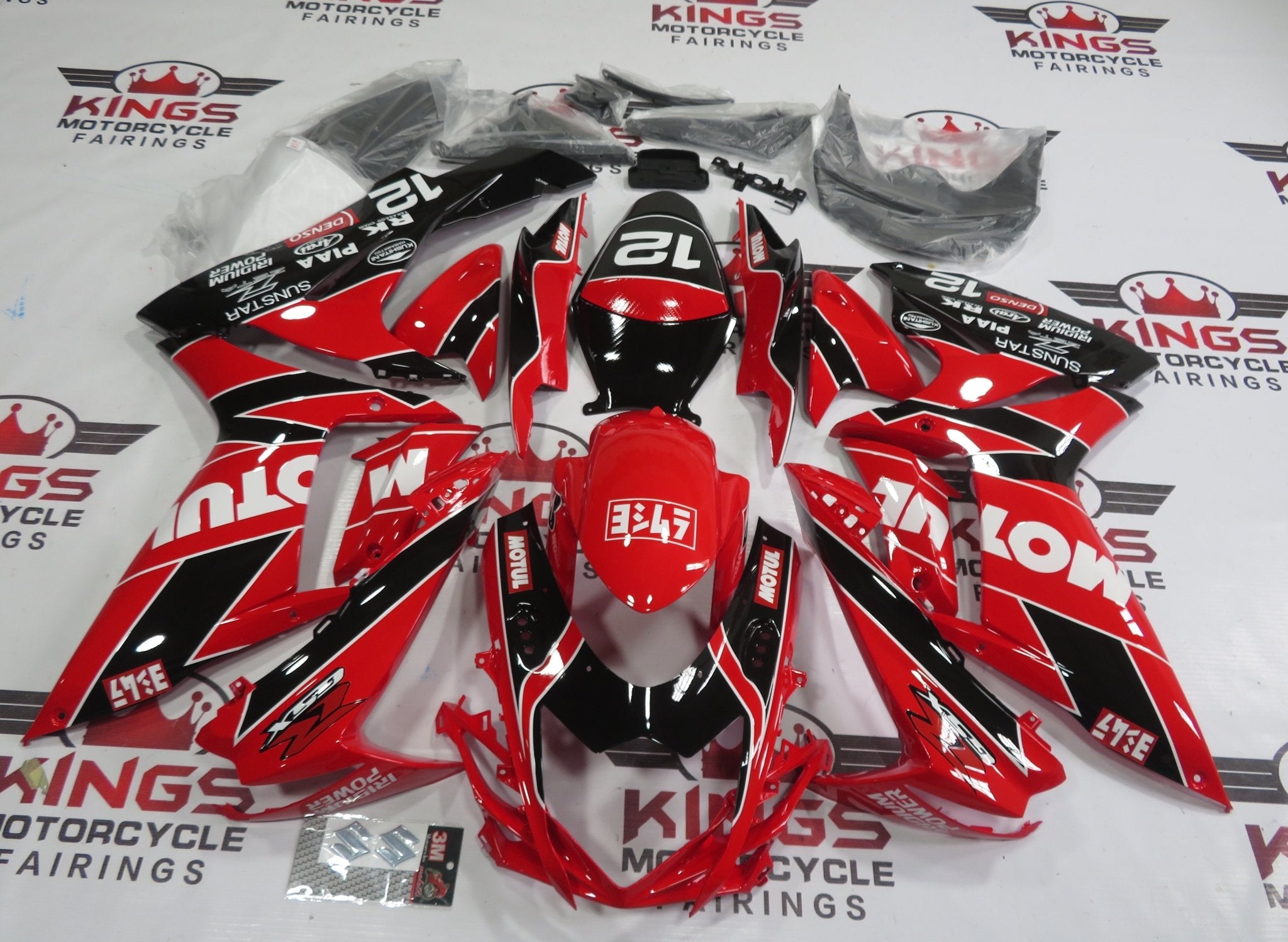 Suzuki GSXR600 Fairings (2011-2024) Red, Black, White Motul at KingsMotorcycleFairings.com
