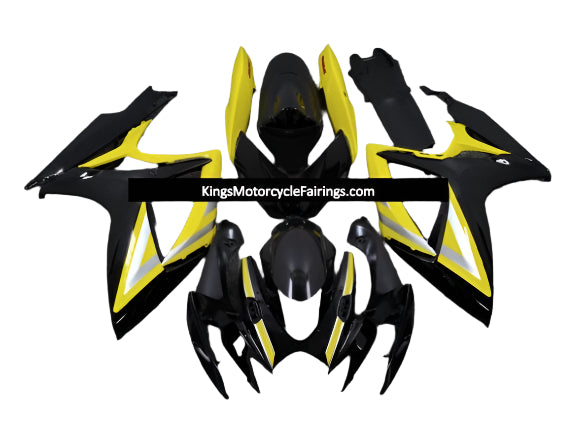 Suzuki GSXR750 Fairings (2006-2007) Black, Silver, Yellow at KingsMotorcycleFairings.com