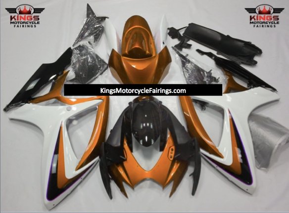 Suzuki GSXR750 Fairings (2006-2007) Copper Orange, White, Black at KingsMotorcycleFairings.com