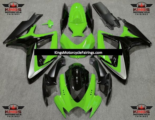 Suzuki GSXR750 Fairings (2006-2007) Lime Green, Black, Silver at KingsMotorcycleFairings.com