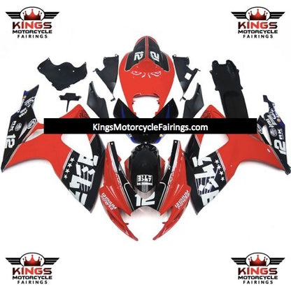 Suzuki GSXR 600 Fairings (2006-2007) Red, Black, White Iridium at KingsMotorcycleFairings.com