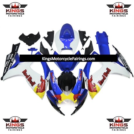 Suzuki GSXR 600 Fairings (2006-2007) White, Blue RedBull at KingsMotorcycleFairings.com