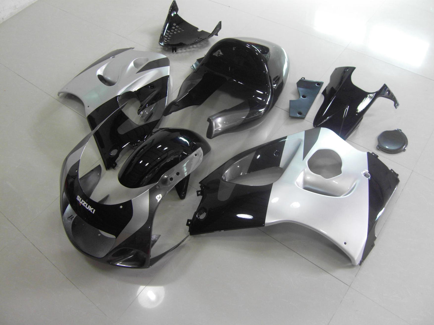 Suzuki GSXR 750 Fairings (1996-1999) Black, Silver, Gray at KingsMotorcycleFairings.com
