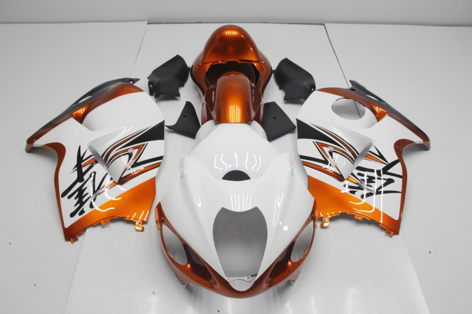 Suzuki Hayabusa Fairings (1999-2007) White, Rust Orange, Black from KingsMotorcycleFairings.com