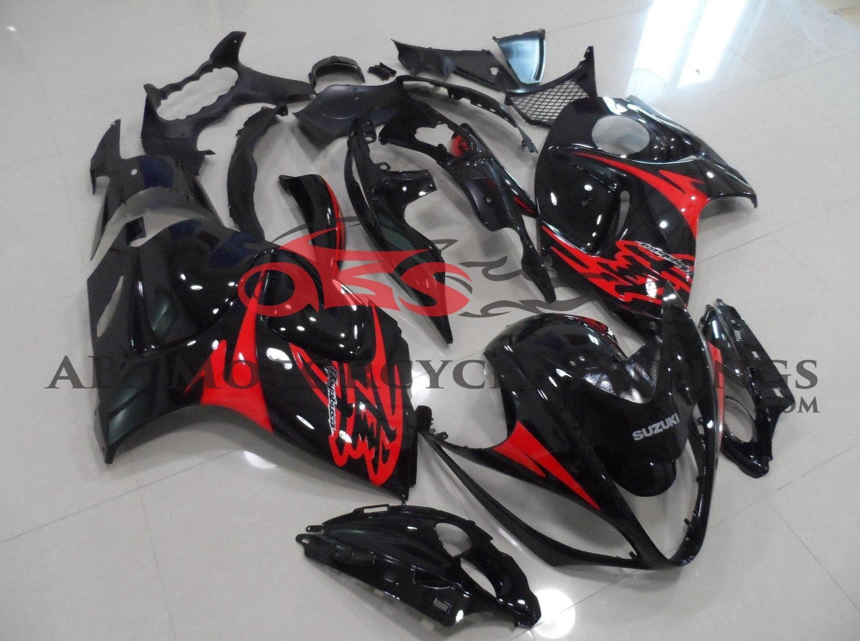Suzuki Hayabusa Fairings (2008-2020) Black, Red Gloss at KingsMotorcycleFairings.com
