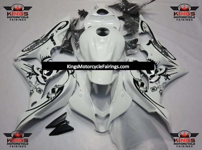 Honda CBR600RR Fairings (2007-2008) White, Black, Gears, Skulls at KingsMotorcycleFairings.com